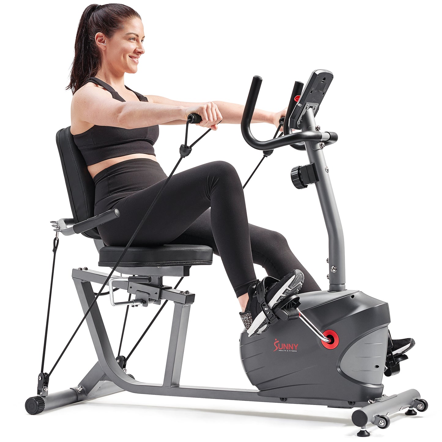 Sunny Health & Fitness Bicicleta Estática Reclinada Performance Interactive Series con Aplicación SunnyFit® Opcional Conectividad Bluetooth Mejorada