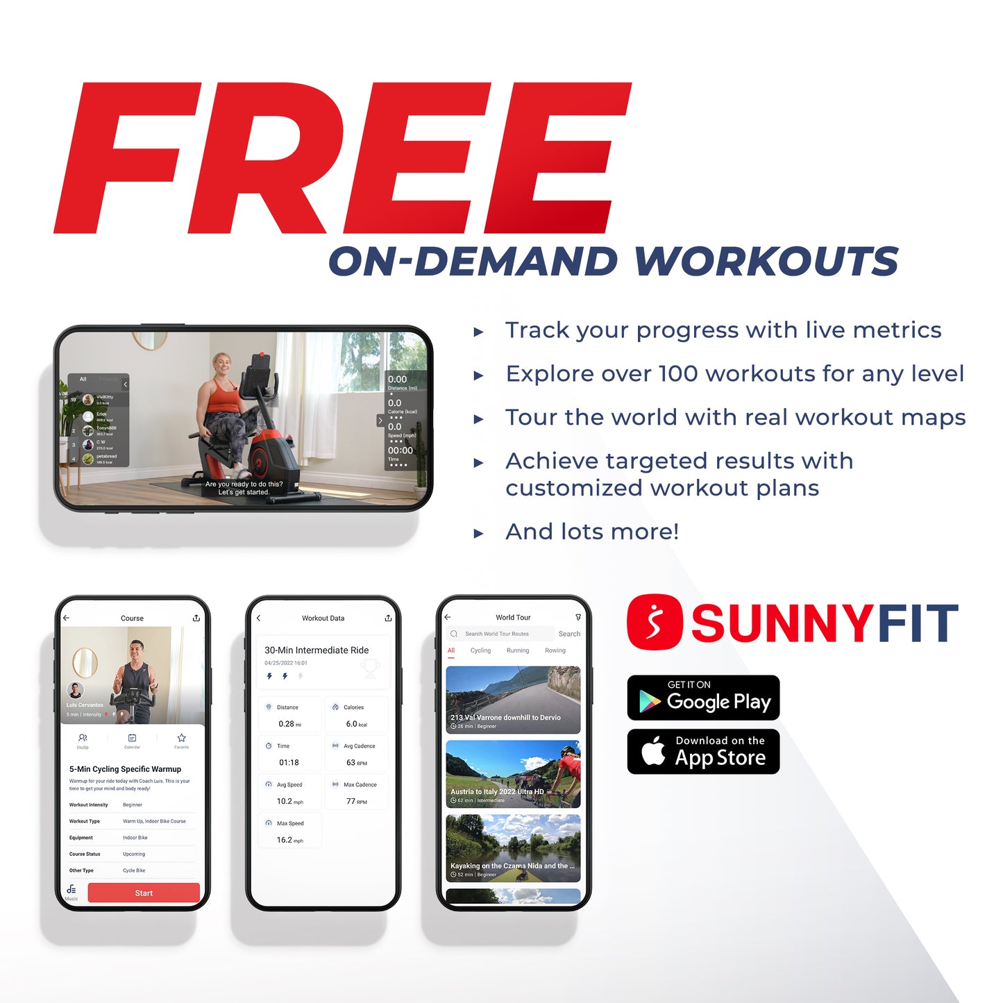 Sunny Health & Fitness Bicicleta Estática Reclinada Performance Interactive Series con Aplicación SunnyFit® Opcional Conectividad Bluetooth Mejorada