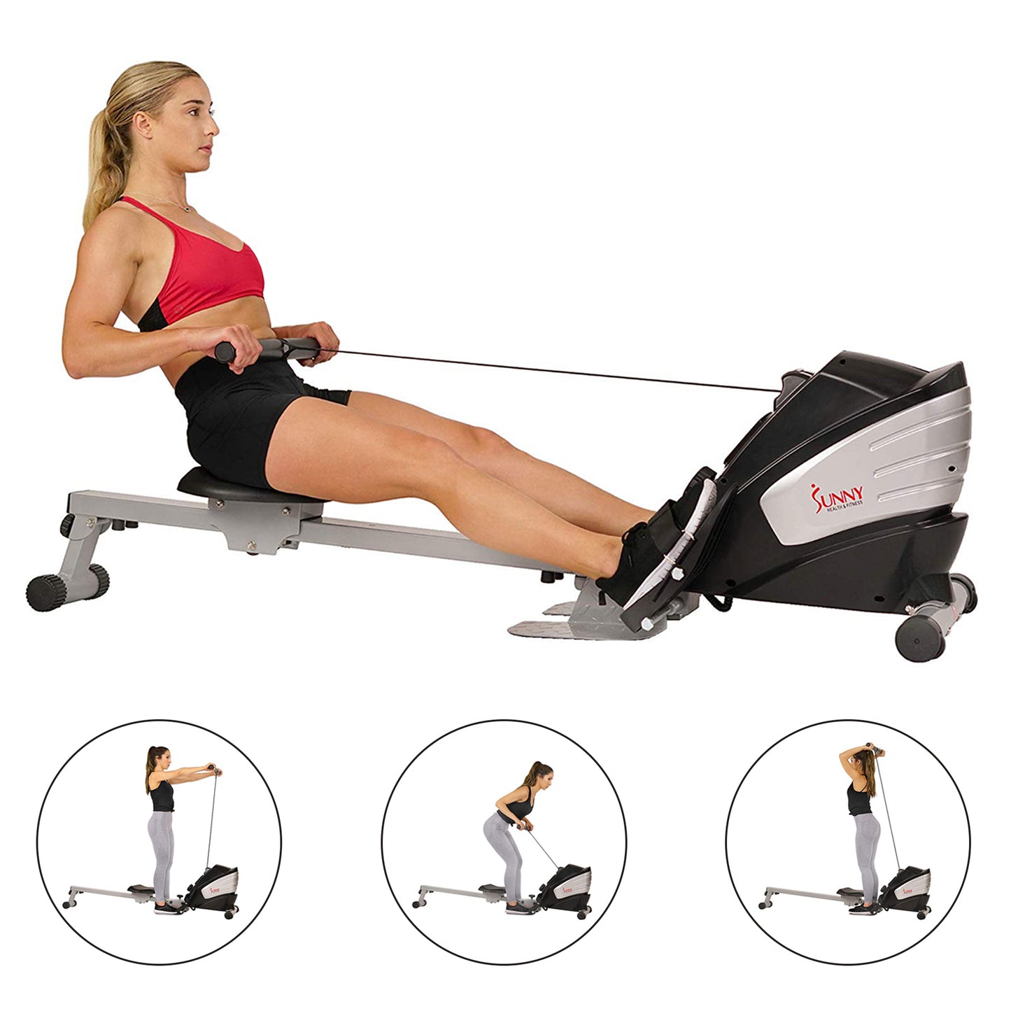 Máquina de Remo Magnética con Función Doble Remadora Sunny Health & Fitness