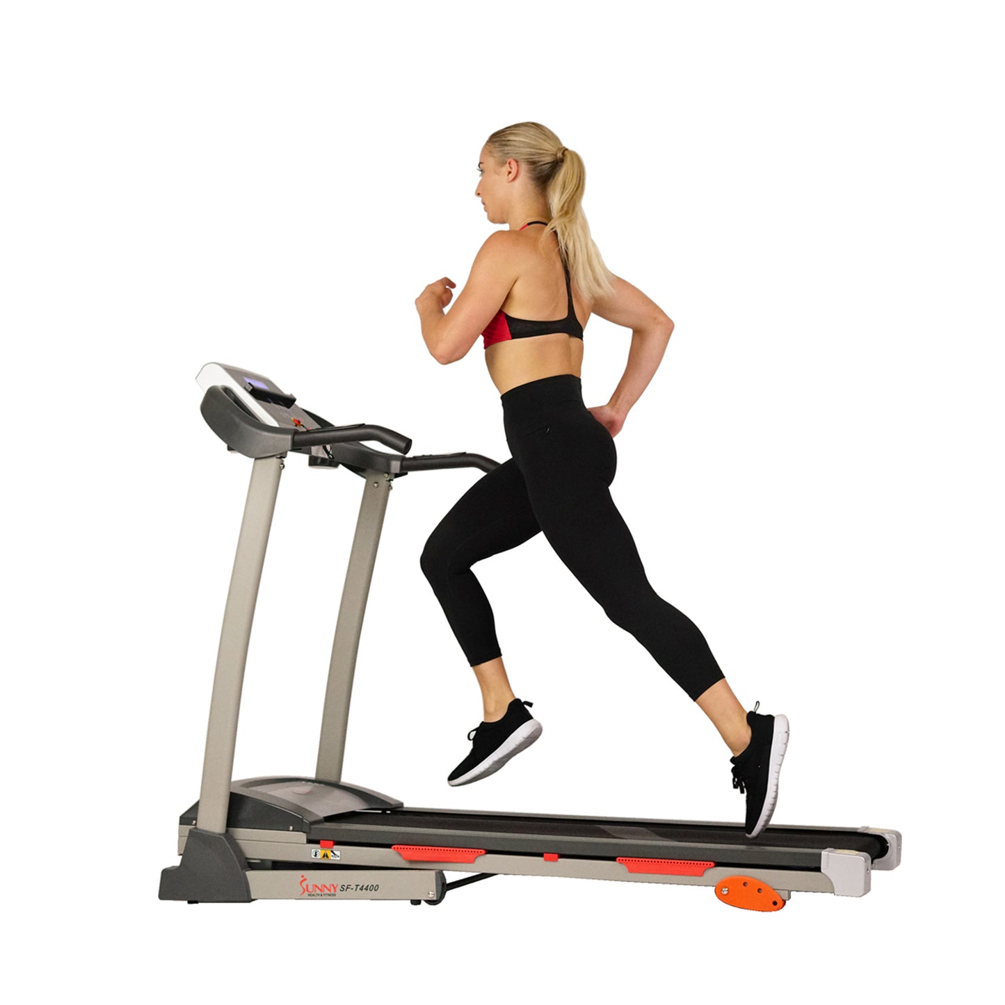 Sunny Health & Fitness Cinta de Correr Inclinada Plegable Premium con Sensores de Pulso, Botones de Velocidad de un Toque, Absorción de Impactos, Bluetooth Opcional con Aplicación Exclusiva SunnyFit