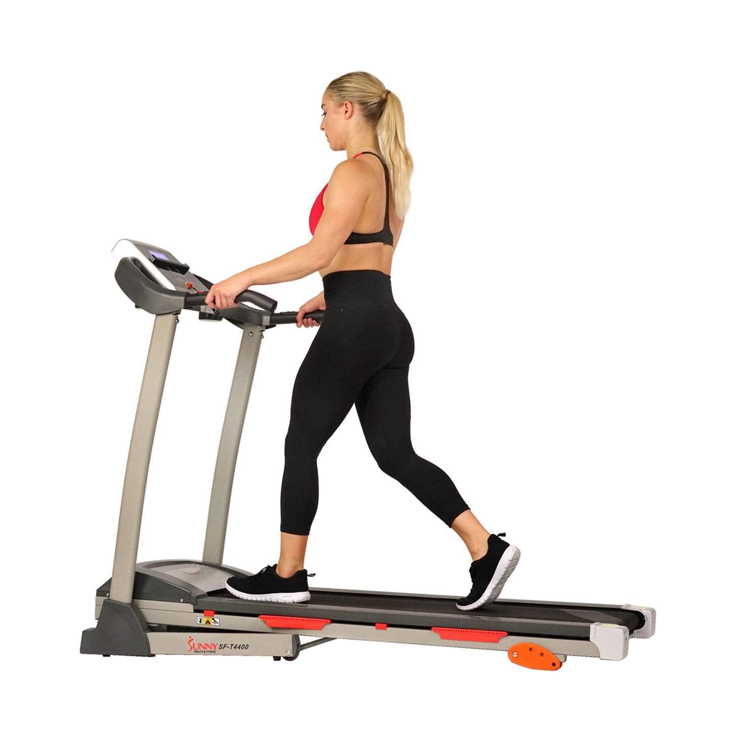 Sunny Health & Fitness Cinta de Correr Inclinada Plegable Premium con Sensores de Pulso, Botones de Velocidad de un Toque, Absorción de Impactos, Bluetooth Opcional con Aplicación Exclusiva SunnyFit