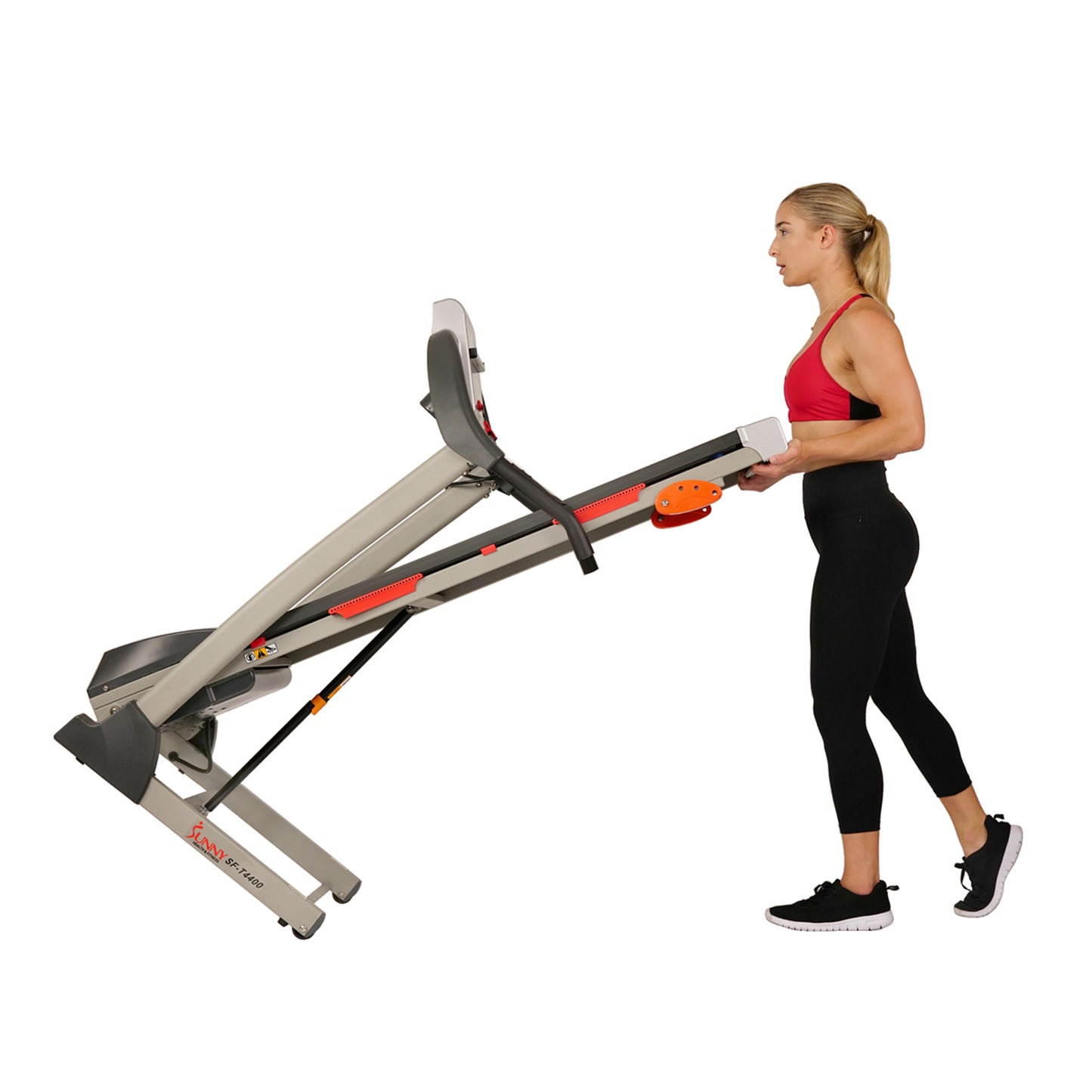 Sunny Health & Fitness Cinta de Correr Inclinada Plegable Premium con Sensores de Pulso, Botones de Velocidad de un Toque, Absorción de Impactos, Bluetooth Opcional con Aplicación Exclusiva SunnyFit